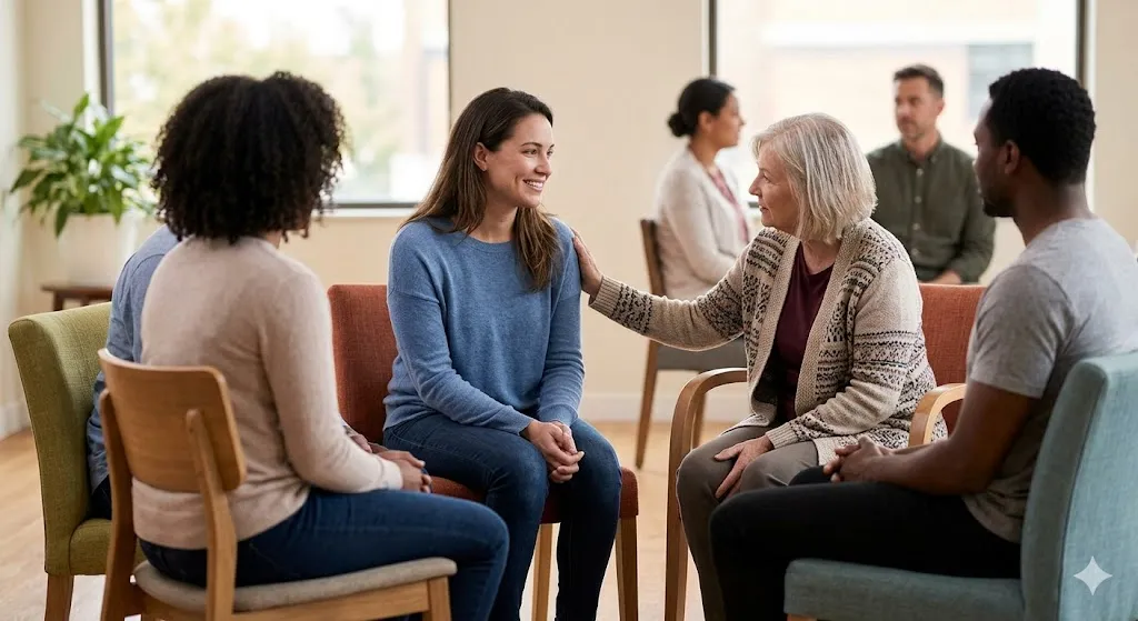 Sesión de consejería emocional y grupo de apoyo